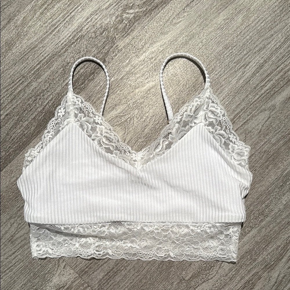 Beach Riot White Lace Trim Bralette